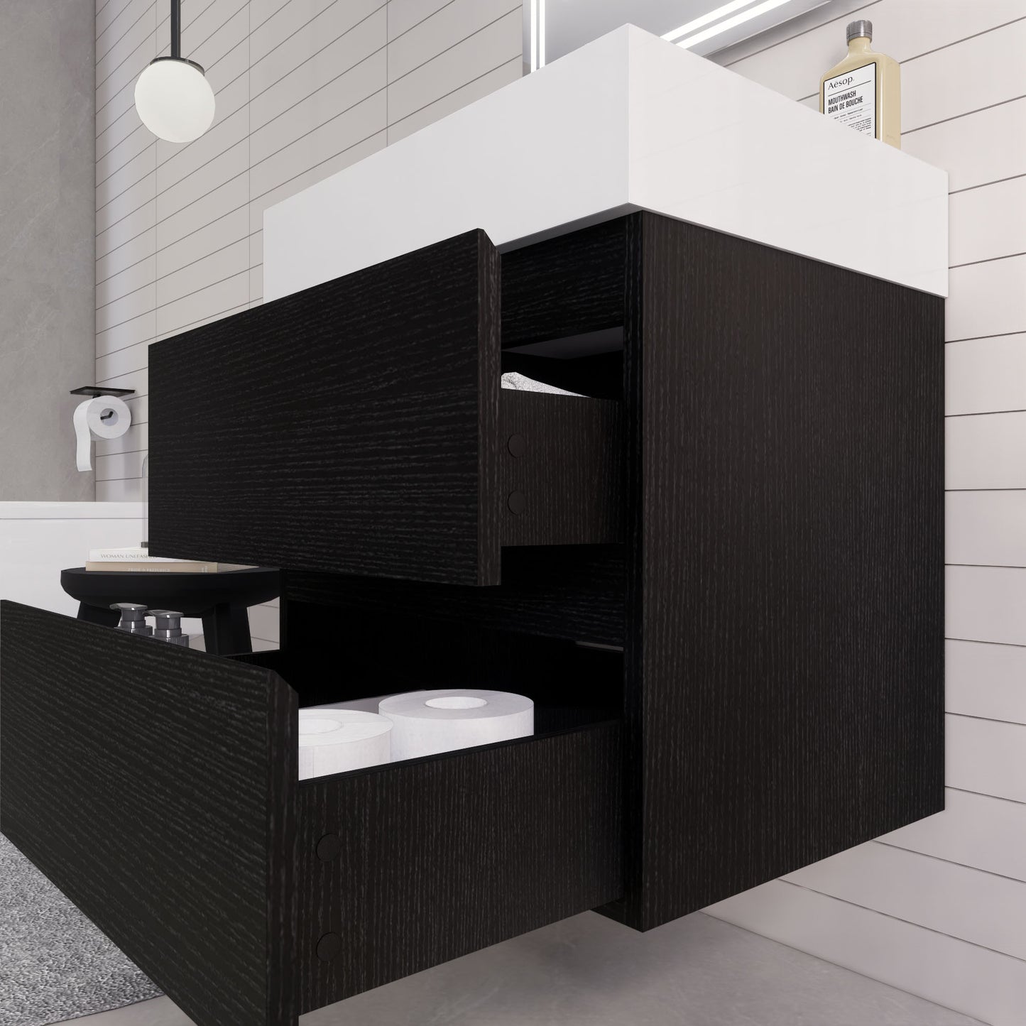 Monterey 24" Wall Mounted Bathroom Vanity with Reinforced Acrylic Integrated Sink Top
