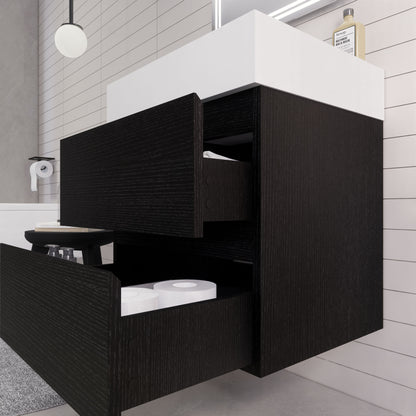 Monterey 24" Wall Mounted Bathroom Vanity with Reinforced Acrylic Integrated Sink Top