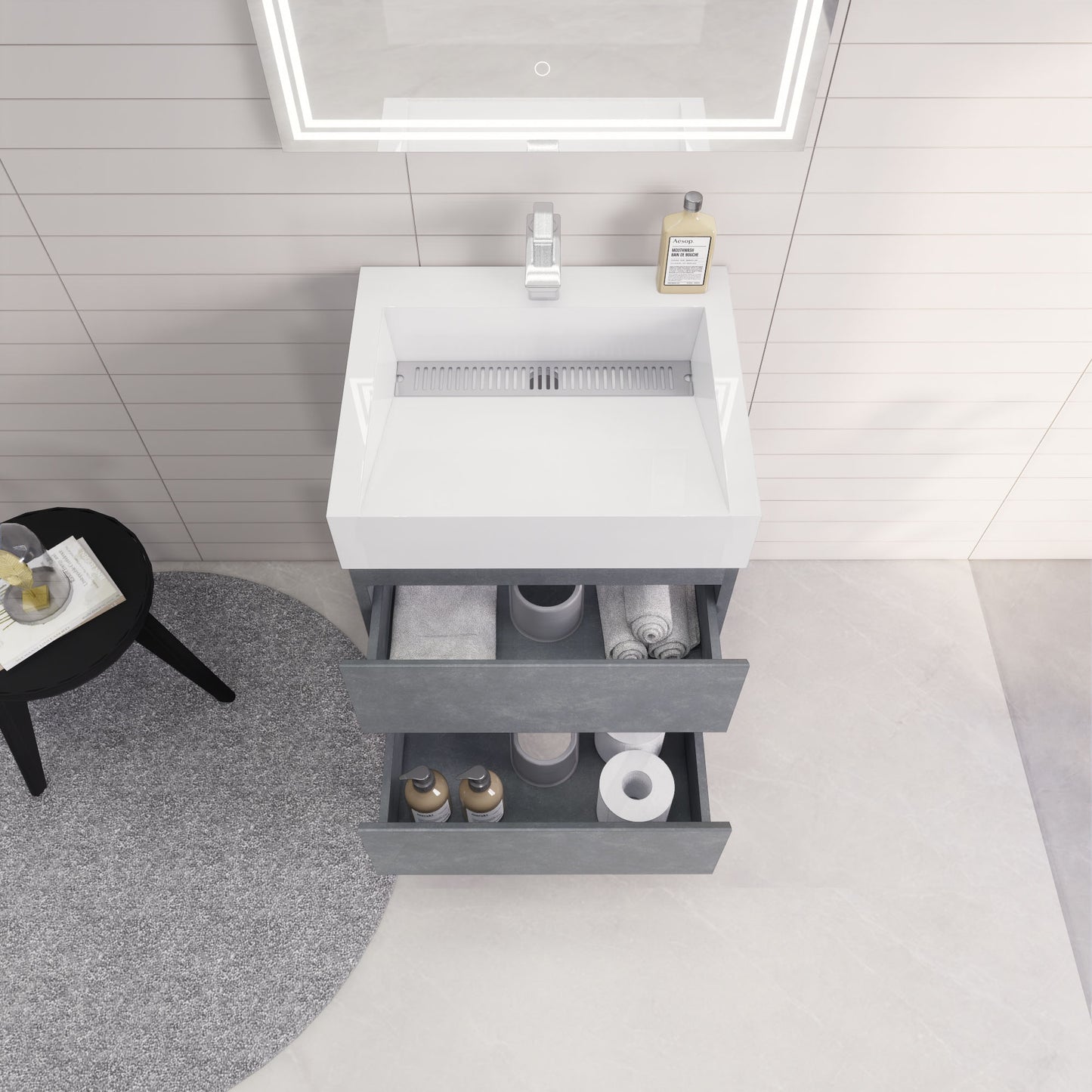 Monterey 24" Wall Mounted Bathroom Vanity with Reinforced Acrylic Integrated Sink Top