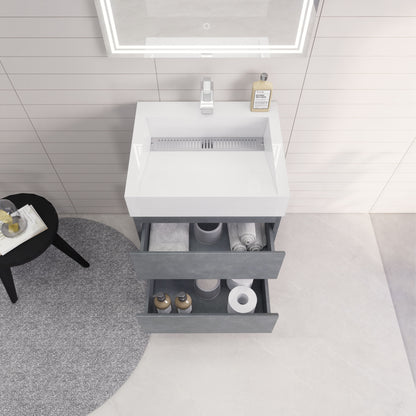 Monterey 24" Wall Mounted Bathroom Vanity with Reinforced Acrylic Integrated Sink Top