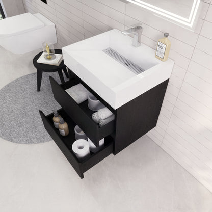 Monterey 24" Wall Mounted Bathroom Vanity with Reinforced Acrylic Integrated Sink Top