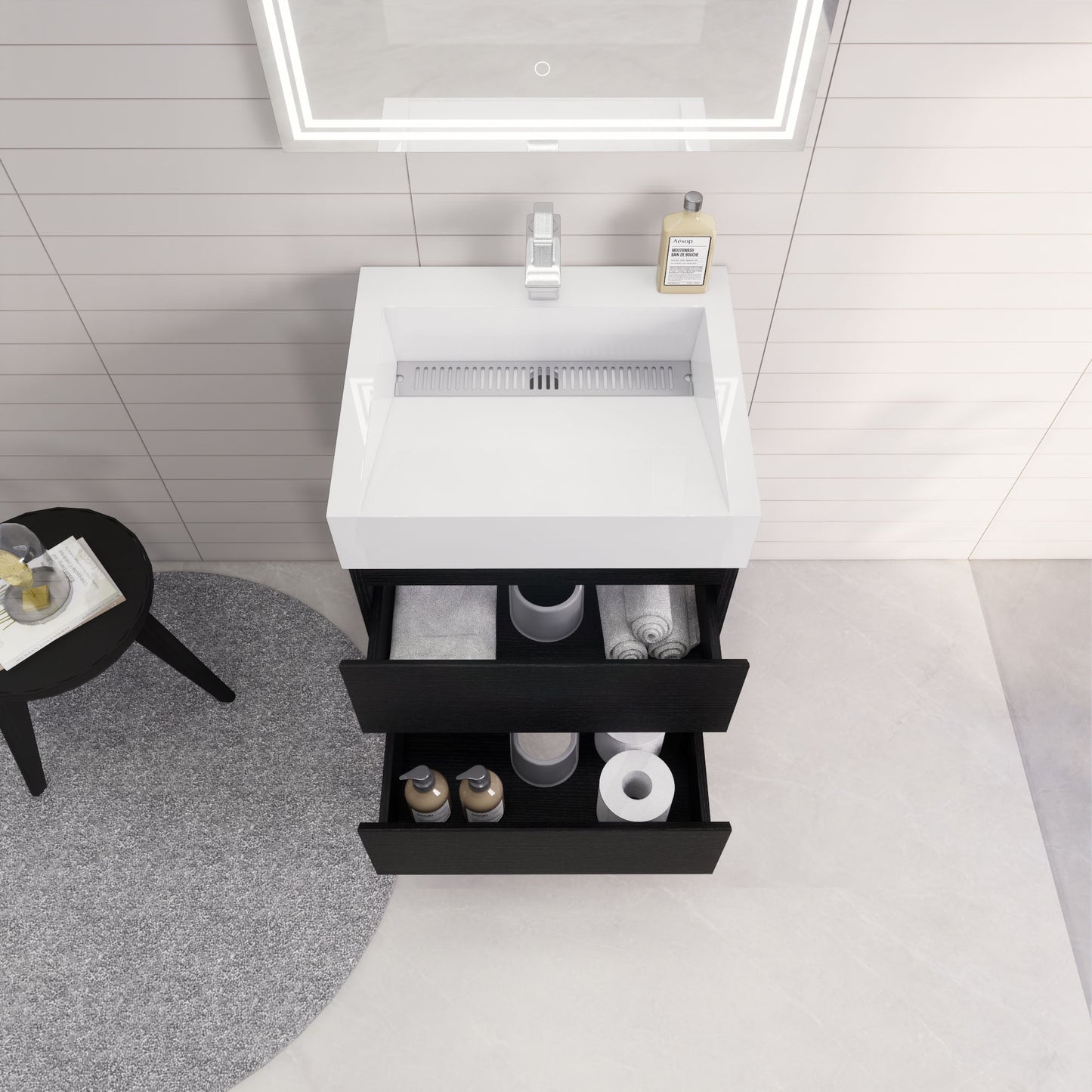 Monterey 24" Wall Mounted Bathroom Vanity with Reinforced Acrylic Integrated Sink Top