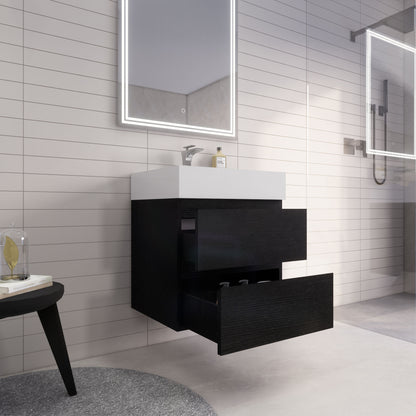 Monterey 24" Wall Mounted Bathroom Vanity with Reinforced Acrylic Integrated Sink Top