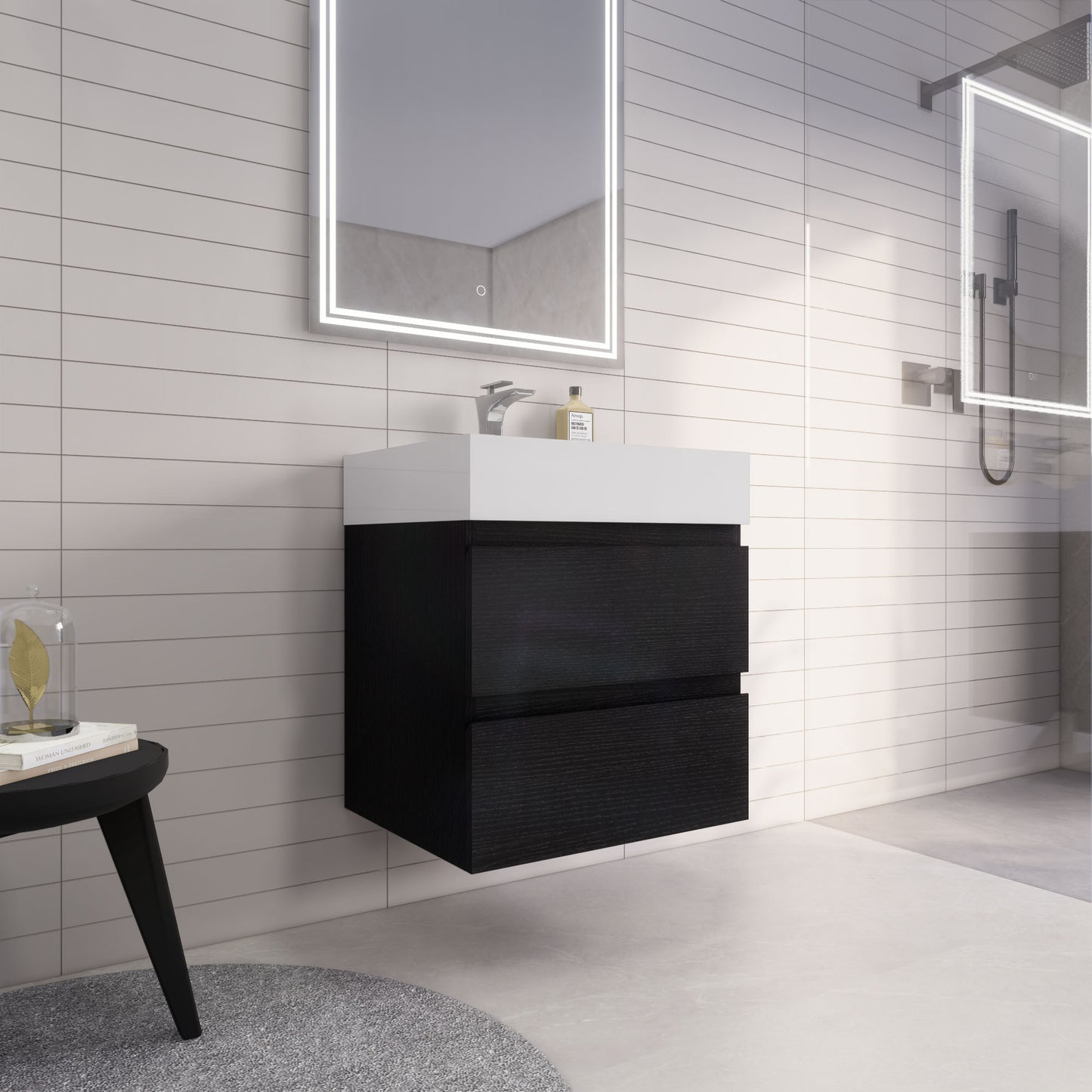 Monterey 24" Wall Mounted Bathroom Vanity with Reinforced Acrylic Integrated Sink Top