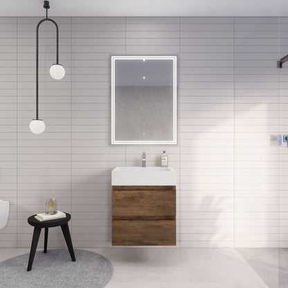 Monterey 24" Wall Mounted Bathroom Vanity with Reinforced Acrylic Integrated Sink Top