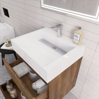 Monterey 24" Wall Mounted Bathroom Vanity with Reinforced Acrylic Integrated Sink Top