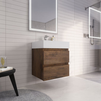 Monterey 24" Wall Mounted Bathroom Vanity with Reinforced Acrylic Integrated Sink Top