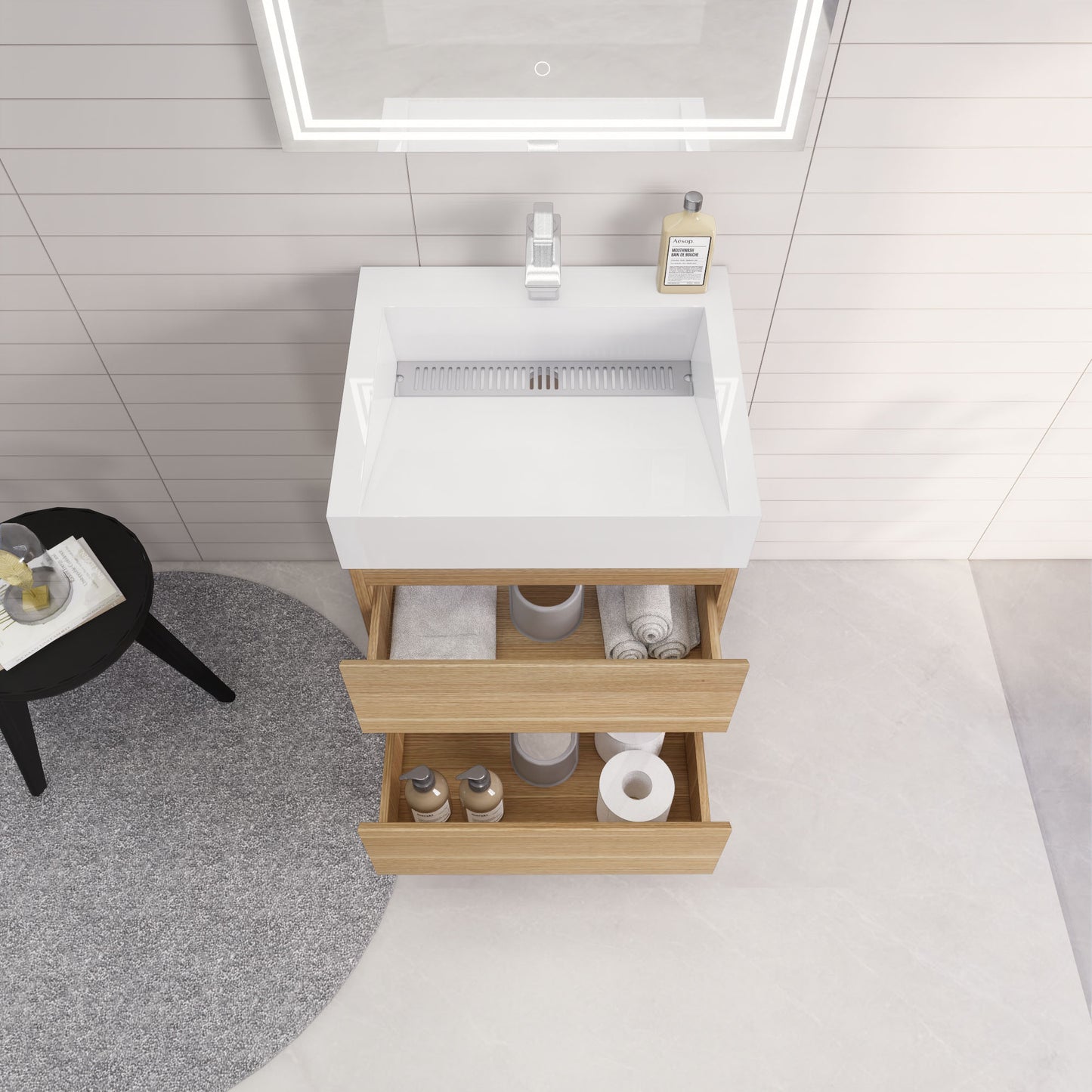 Monterey 24" Wall Mounted Bathroom Vanity with Reinforced Acrylic Integrated Sink Top