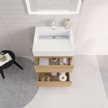 Monterey 24" Wall Mounted Bathroom Vanity with Reinforced Acrylic Integrated Sink Top
