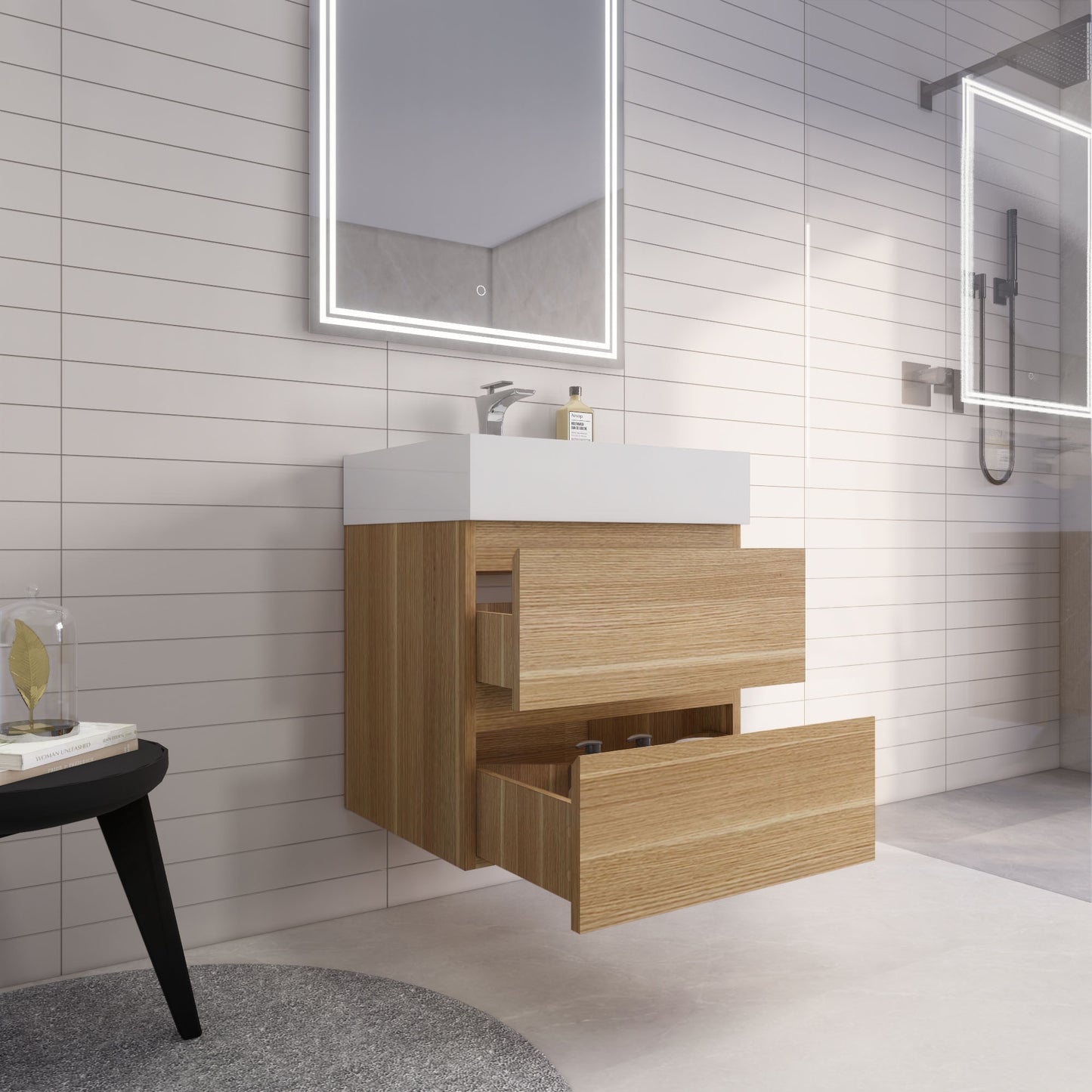 Monterey 24" Wall Mounted Bathroom Vanity with Reinforced Acrylic Integrated Sink Top