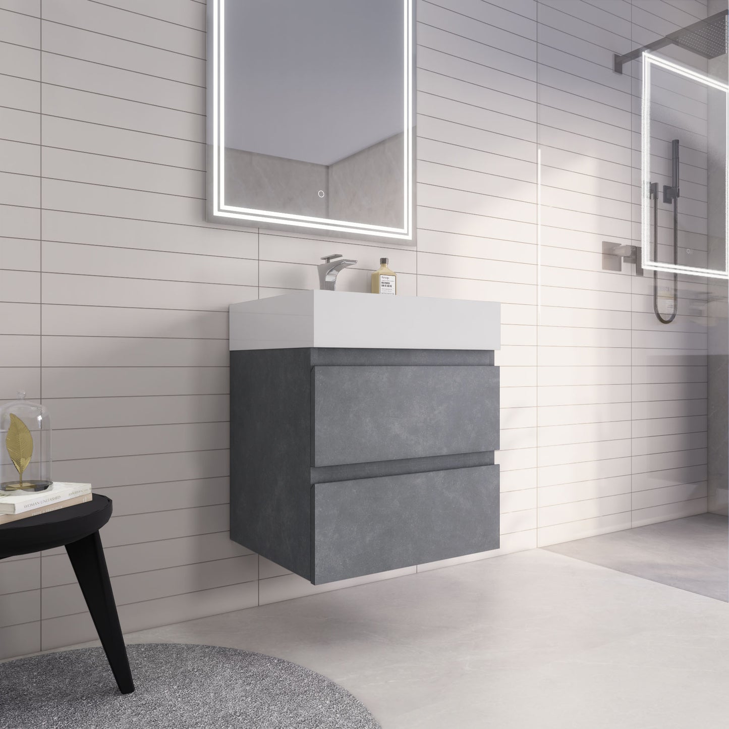 Monterey 24" Wall Mounted Bathroom Vanity with Reinforced Acrylic Integrated Sink Top
