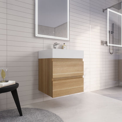 Monterey 24" Wall Mounted Bathroom Vanity with Reinforced Acrylic Integrated Sink Top