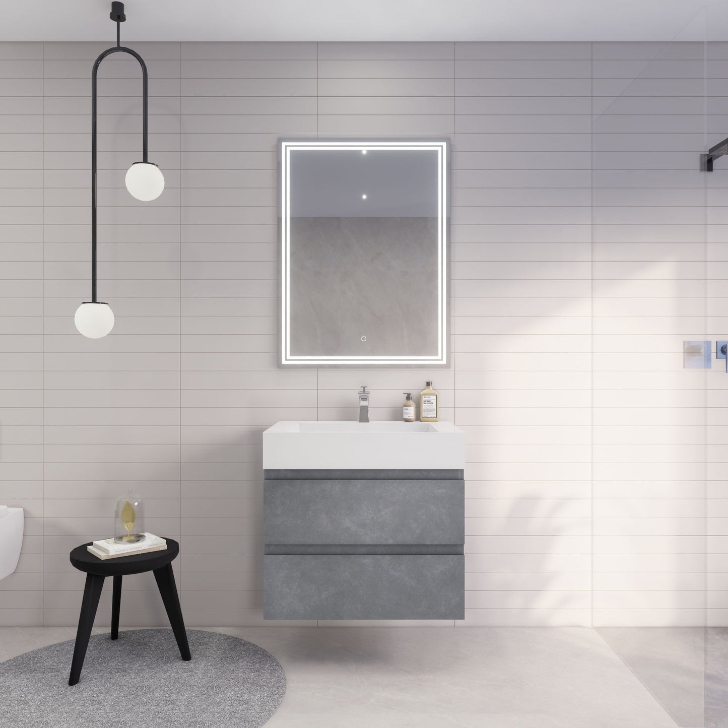 Monterey 30" Wall Mounted Bathroom Vanity with Reinforced Acrylic Integrated Sink Top