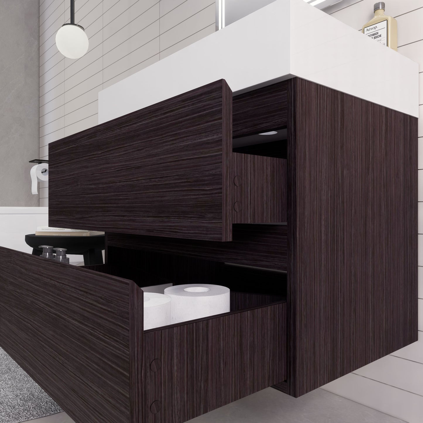 Monterey 30" Wall Mounted Bathroom Vanity with Reinforced Acrylic Integrated Sink Top