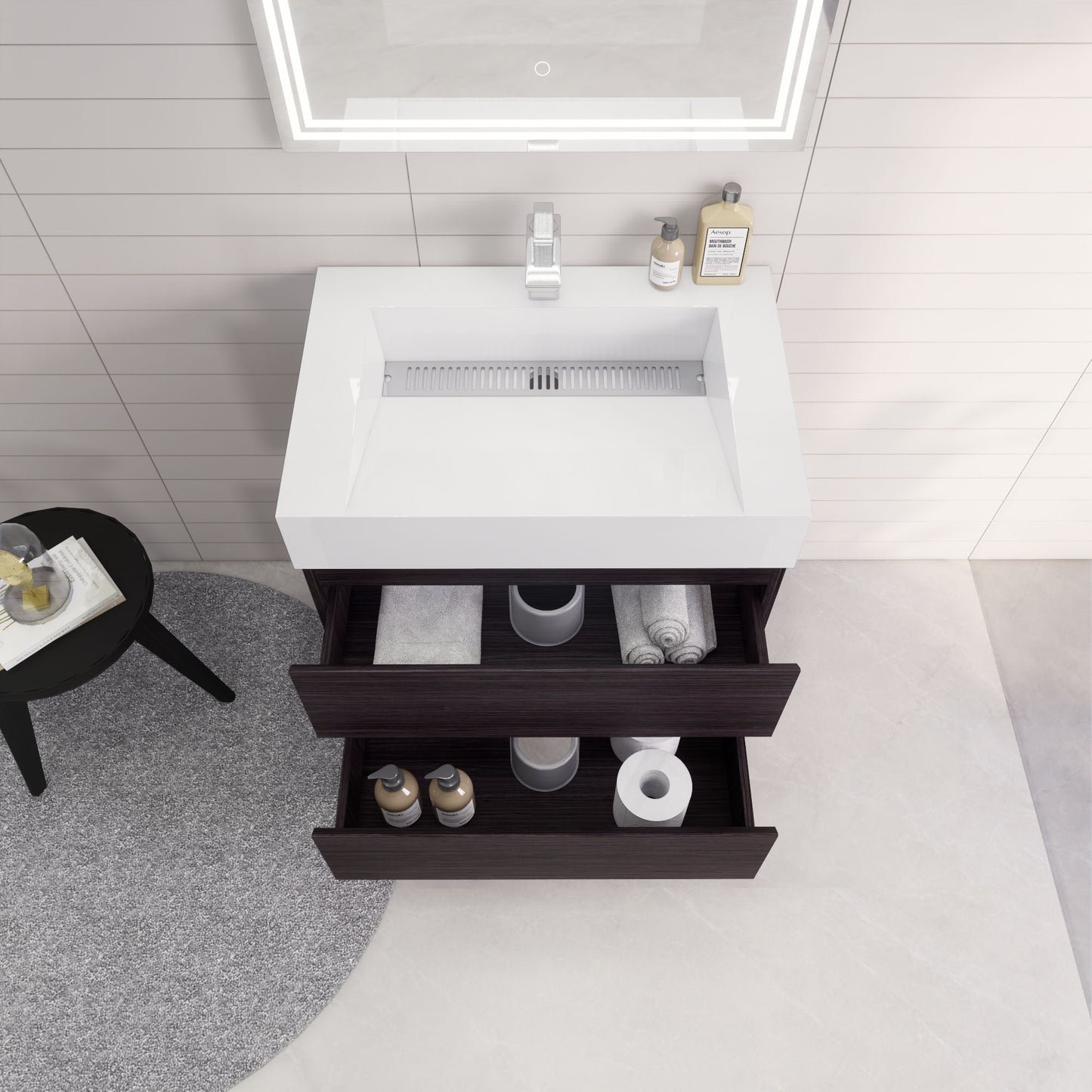 Monterey 30" Wall Mounted Bathroom Vanity with Reinforced Acrylic Integrated Sink Top