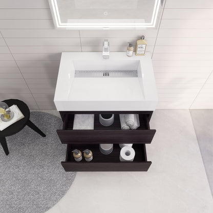 Monterey 30" Wall Mounted Bathroom Vanity with Reinforced Acrylic Integrated Sink Top