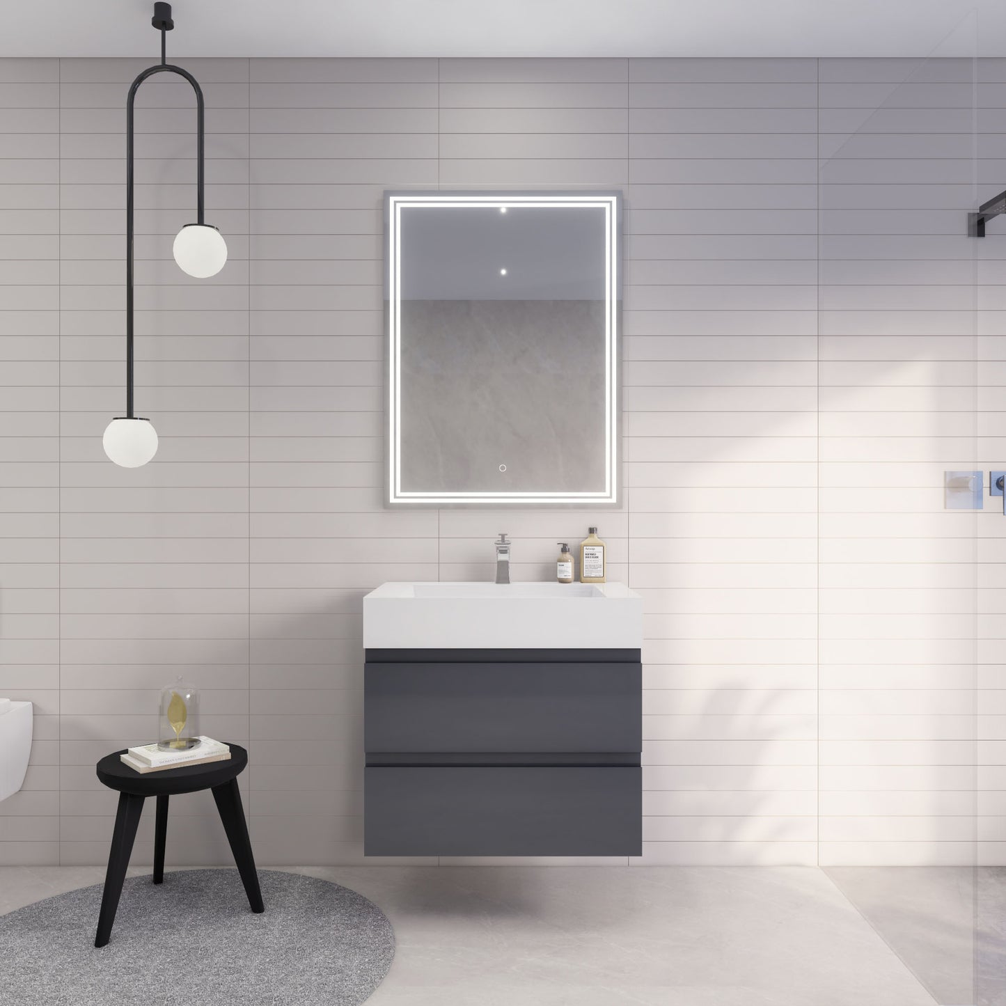 Monterey 30" Wall Mounted Bathroom Vanity with Reinforced Acrylic Integrated Sink Top