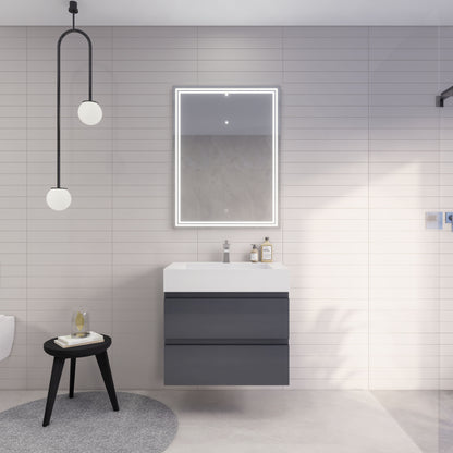 Monterey 30" Wall Mounted Bathroom Vanity with Reinforced Acrylic Integrated Sink Top