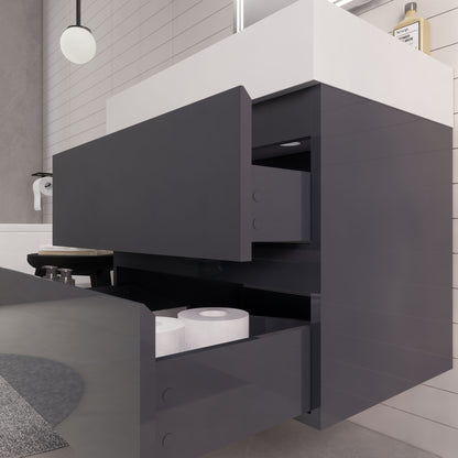 Monterey 30" Wall Mounted Bathroom Vanity with Reinforced Acrylic Integrated Sink Top
