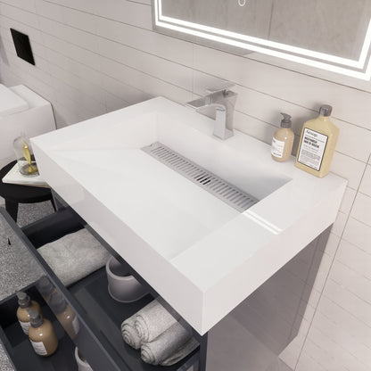Monterey 30" Wall Mounted Bathroom Vanity with Reinforced Acrylic Integrated Sink Top