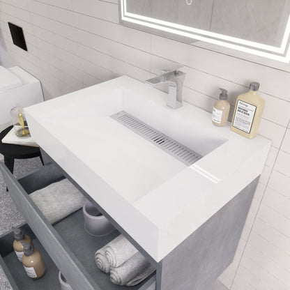 Monterey 30" Wall Mounted Bathroom Vanity with Reinforced Acrylic Integrated Sink Top