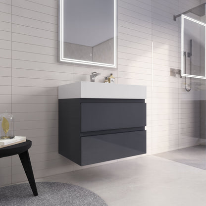 Monterey 30" Wall Mounted Bathroom Vanity with Reinforced Acrylic Integrated Sink Top