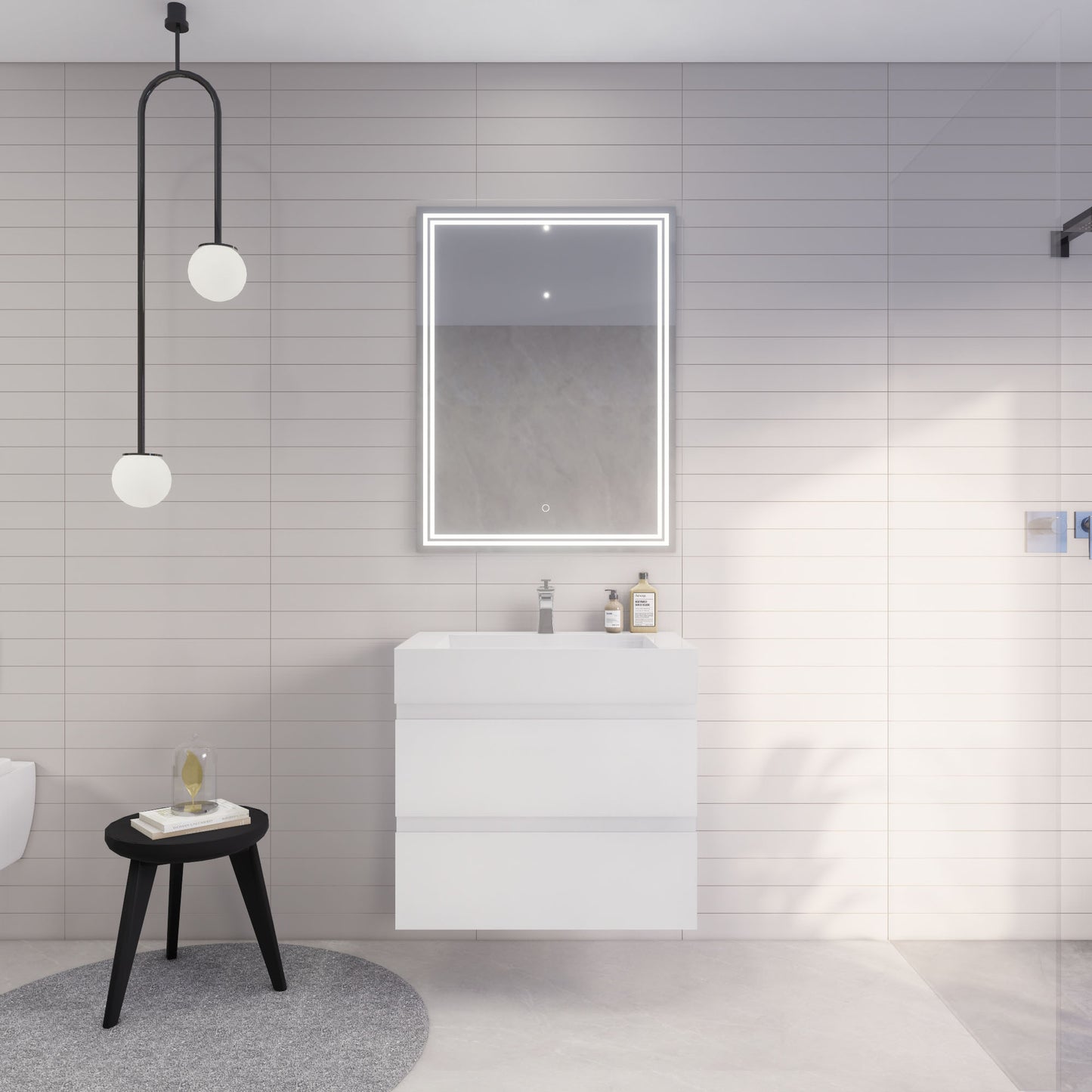 Monterey 30" Wall Mounted Bathroom Vanity with Reinforced Acrylic Integrated Sink Top