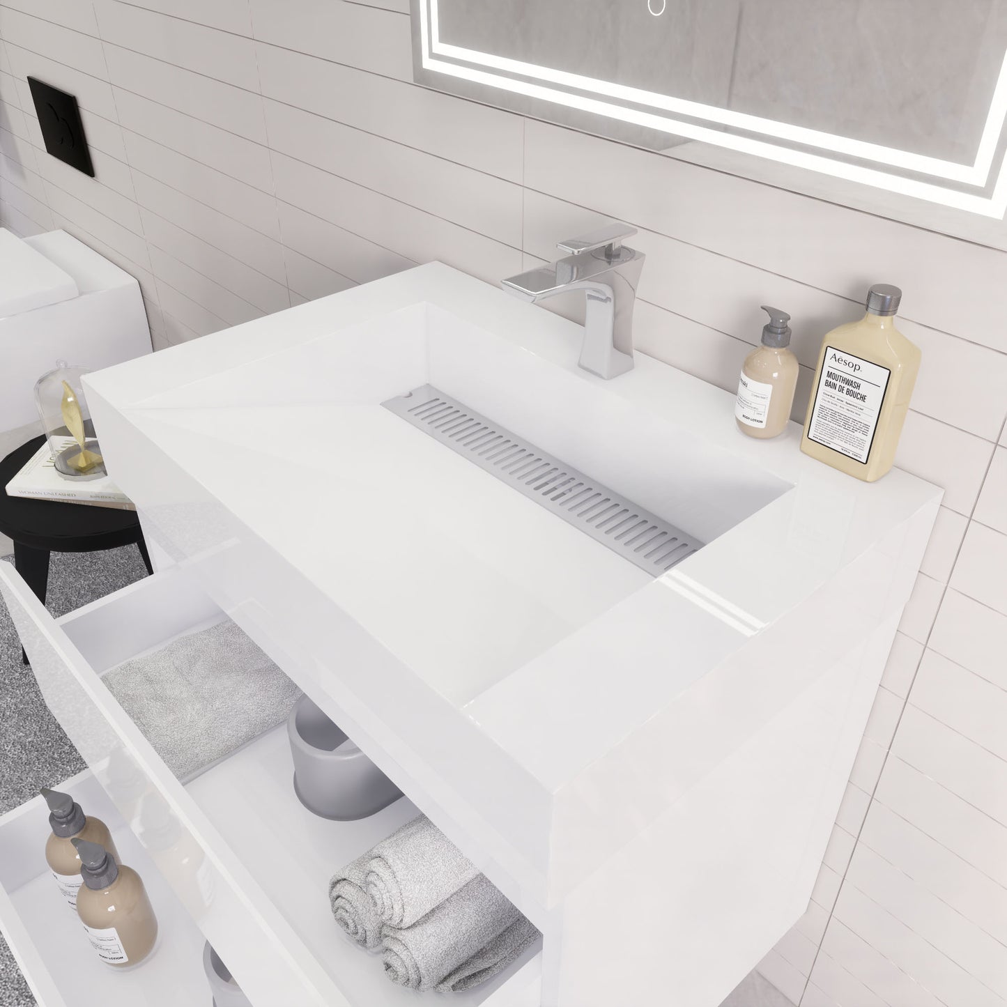 Monterey 30" Wall Mounted Bathroom Vanity with Reinforced Acrylic Integrated Sink Top