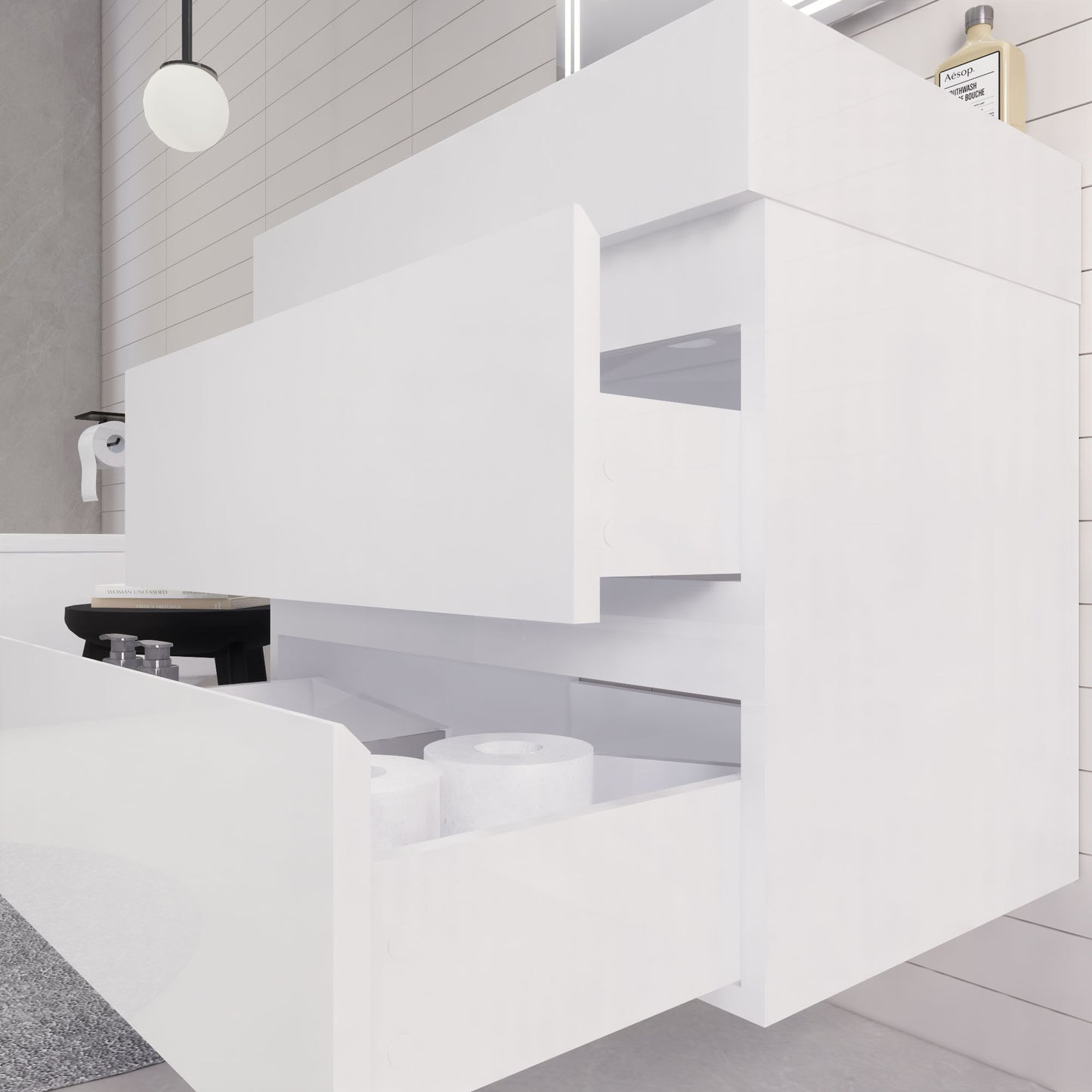 Monterey 30" Wall Mounted Bathroom Vanity with Reinforced Acrylic Integrated Sink Top