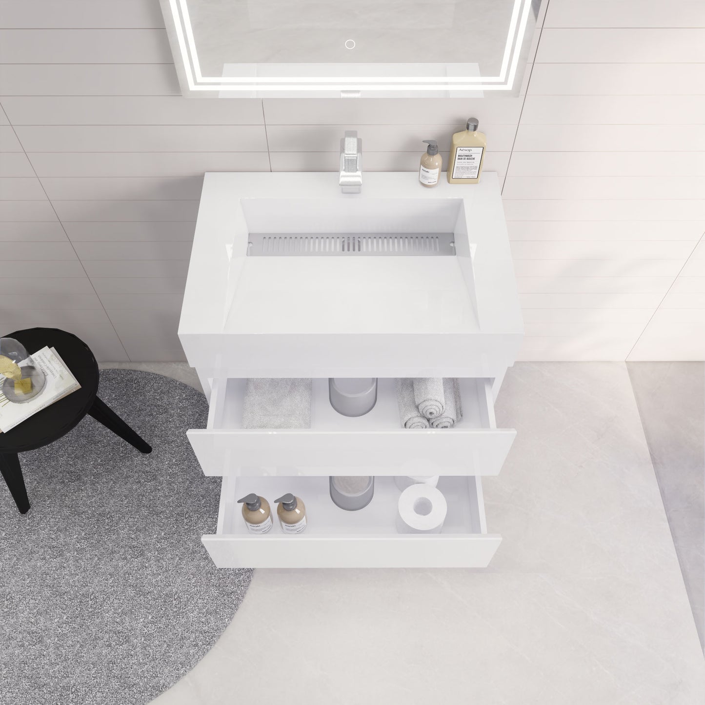 Monterey 30" Wall Mounted Bathroom Vanity with Reinforced Acrylic Integrated Sink Top
