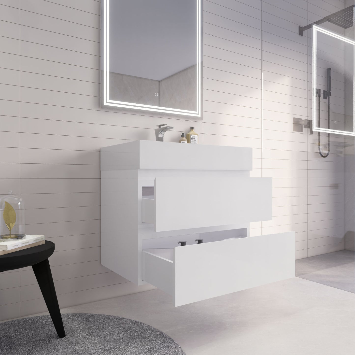 Monterey 30" Wall Mounted Bathroom Vanity with Reinforced Acrylic Integrated Sink Top