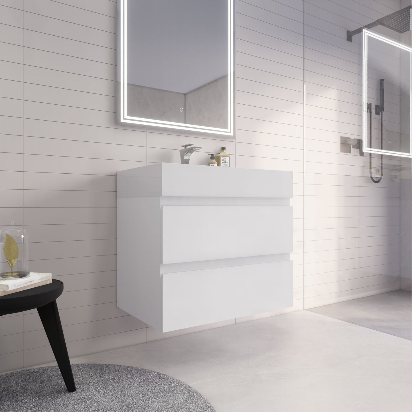 Monterey 30" Wall Mounted Bathroom Vanity with Reinforced Acrylic Integrated Sink Top