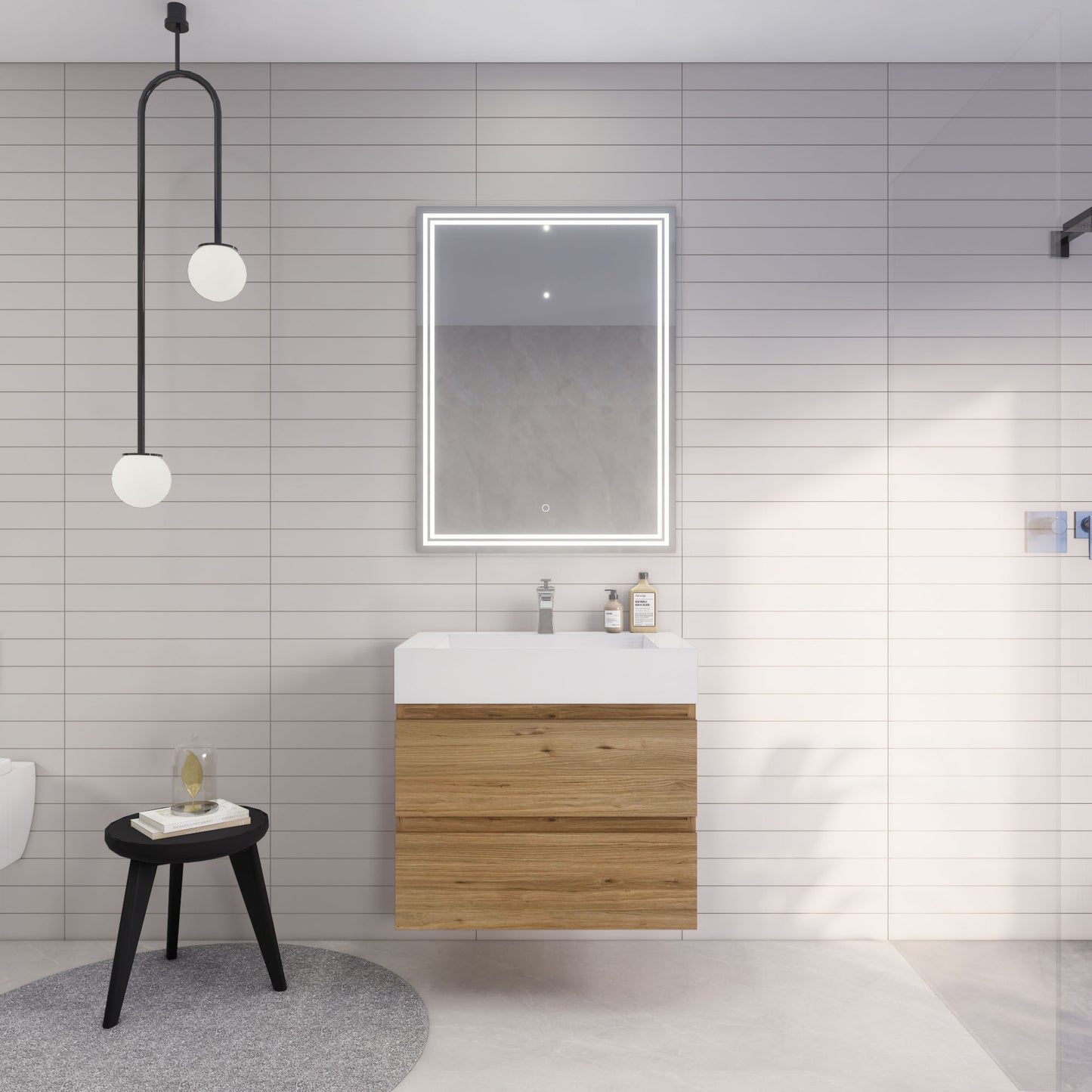 Monterey 30" Wall Mounted Bathroom Vanity with Reinforced Acrylic Integrated Sink Top