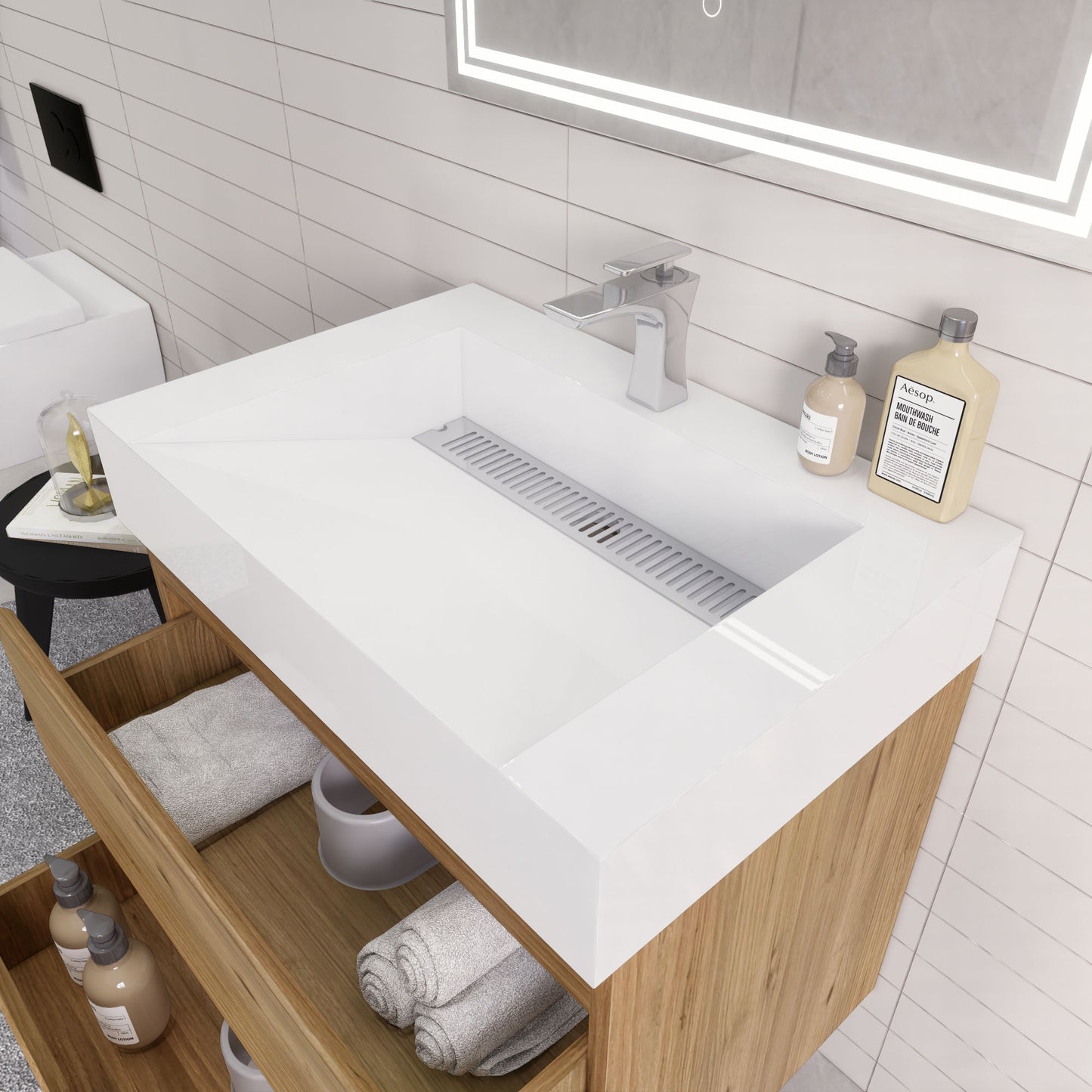 Monterey 30" Wall Mounted Bathroom Vanity with Reinforced Acrylic Integrated Sink Top