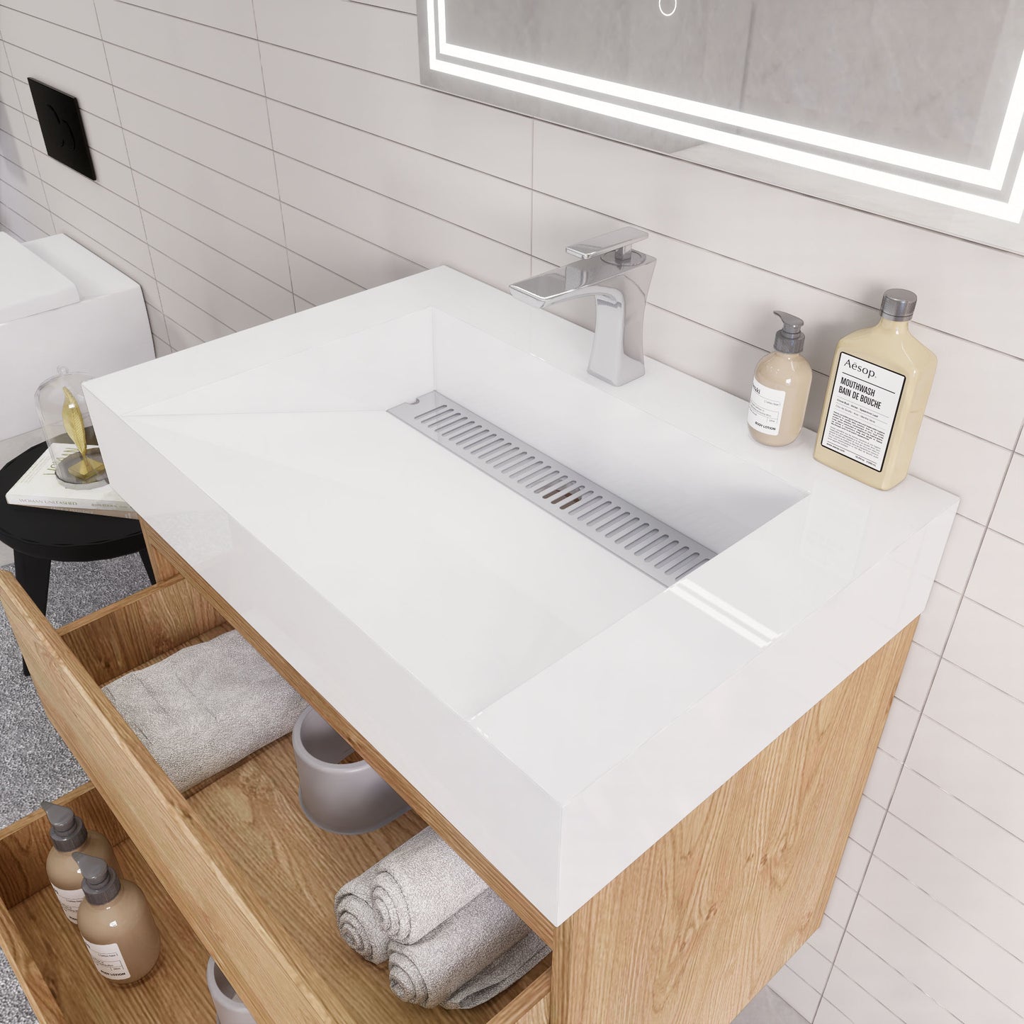 Monterey 30" Wall Mounted Bathroom Vanity with Reinforced Acrylic Integrated Sink Top