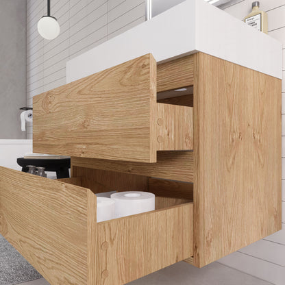 Monterey 30" Wall Mounted Bathroom Vanity with Reinforced Acrylic Integrated Sink Top