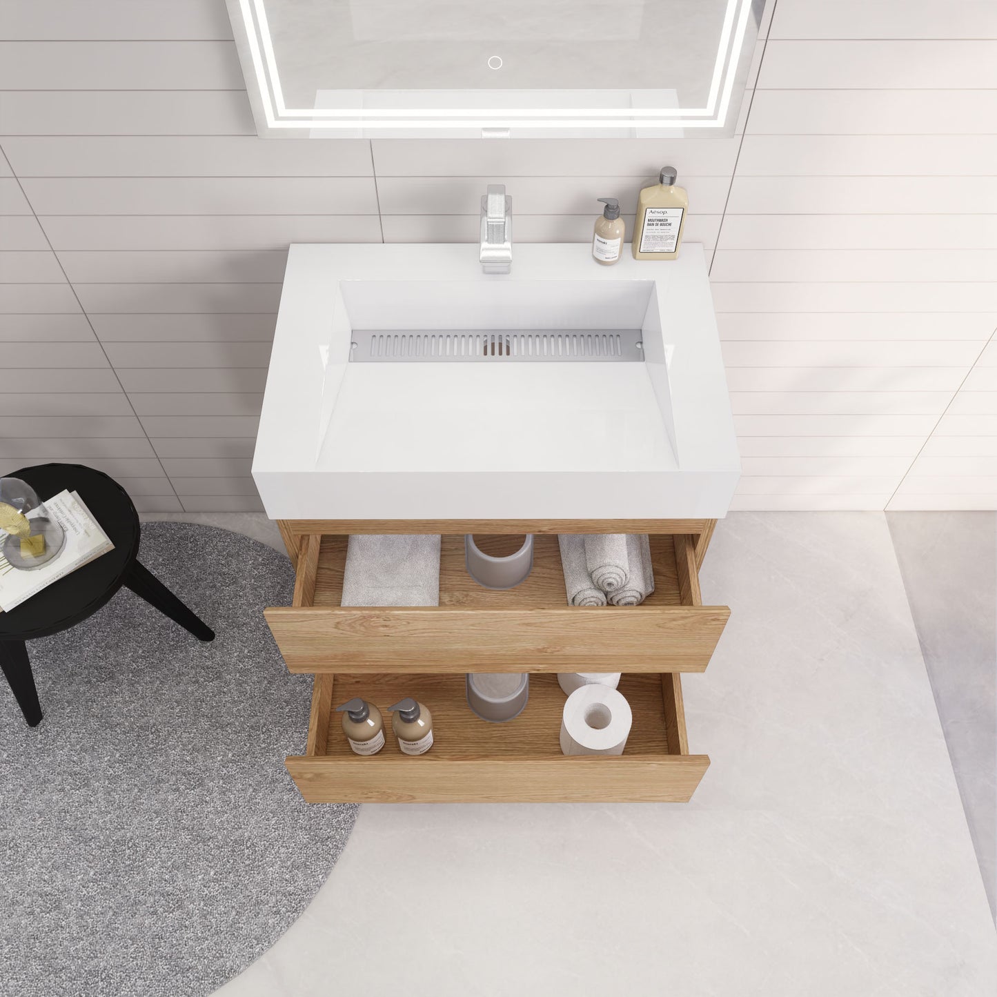 Monterey 30" Wall Mounted Bathroom Vanity with Reinforced Acrylic Integrated Sink Top