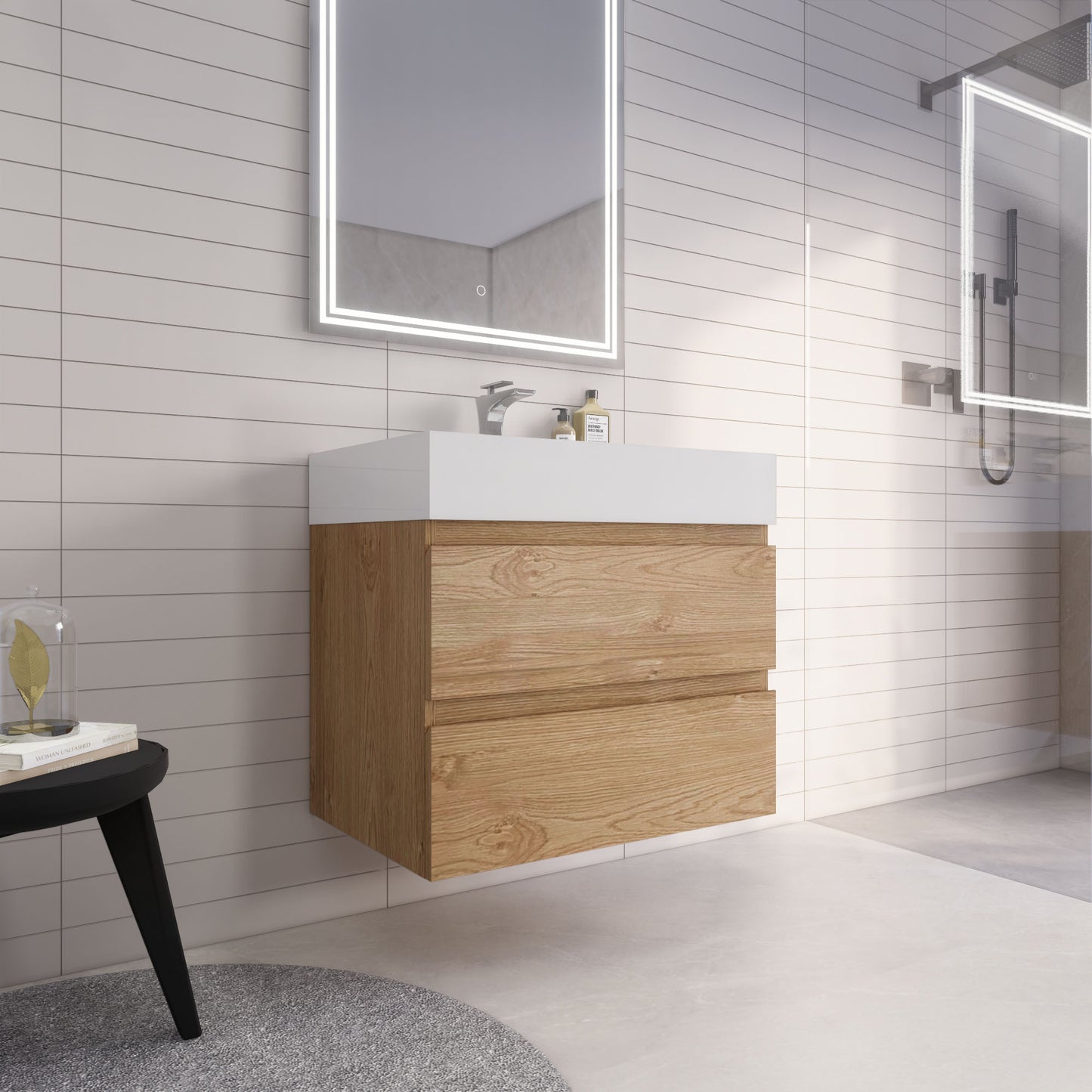 Monterey 30" Wall Mounted Bathroom Vanity with Reinforced Acrylic Integrated Sink Top