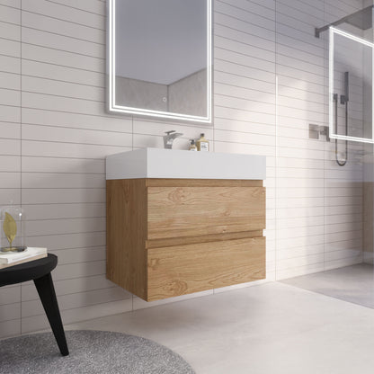 Monterey 30" Wall Mounted Bathroom Vanity with Reinforced Acrylic Integrated Sink Top