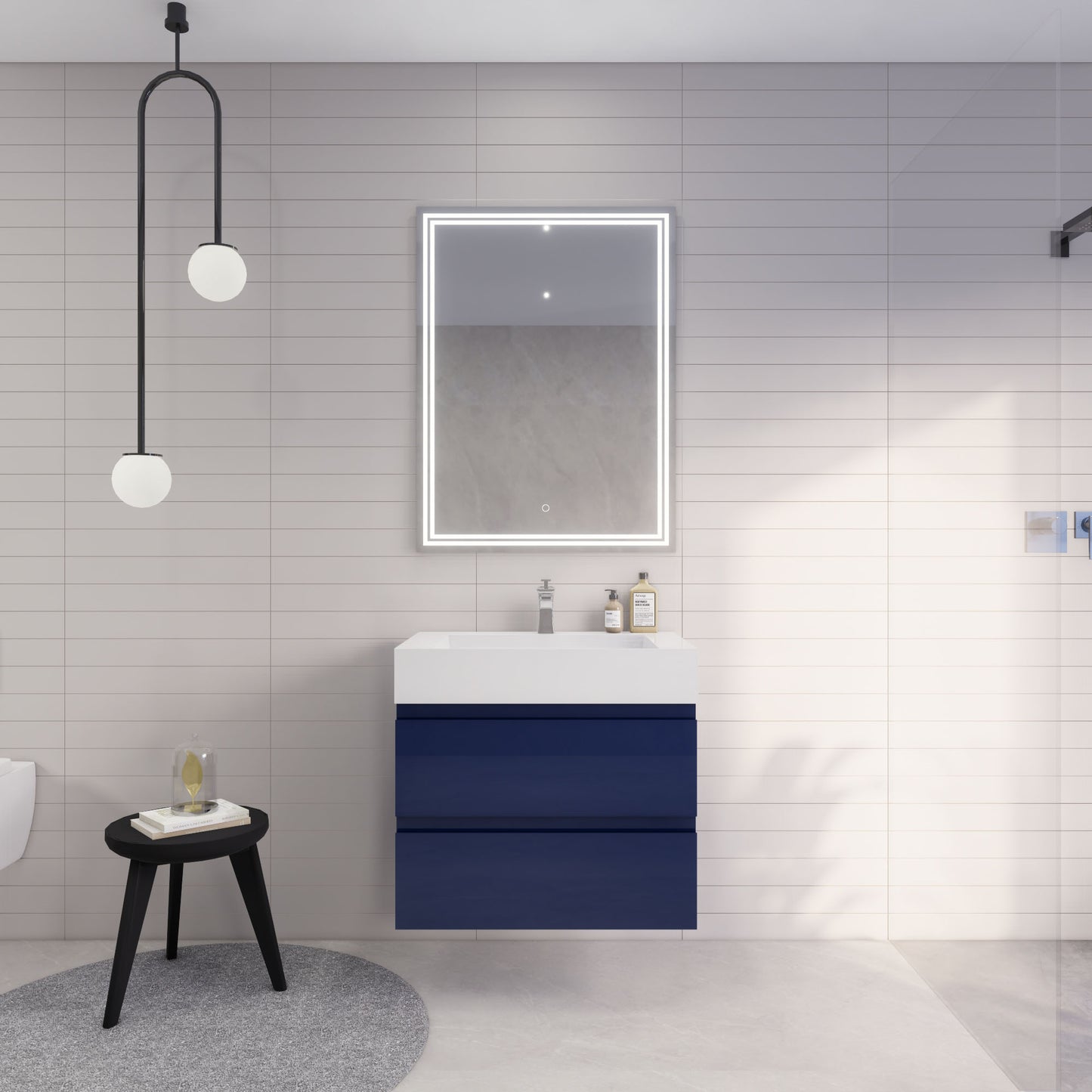 Monterey 30" Wall Mounted Bathroom Vanity with Reinforced Acrylic Integrated Sink Top