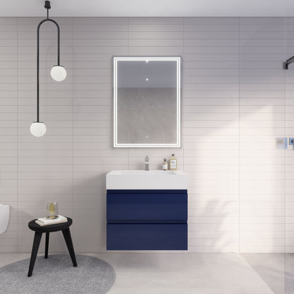 Monterey 30" Wall Mounted Bathroom Vanity with Reinforced Acrylic Integrated Sink Top