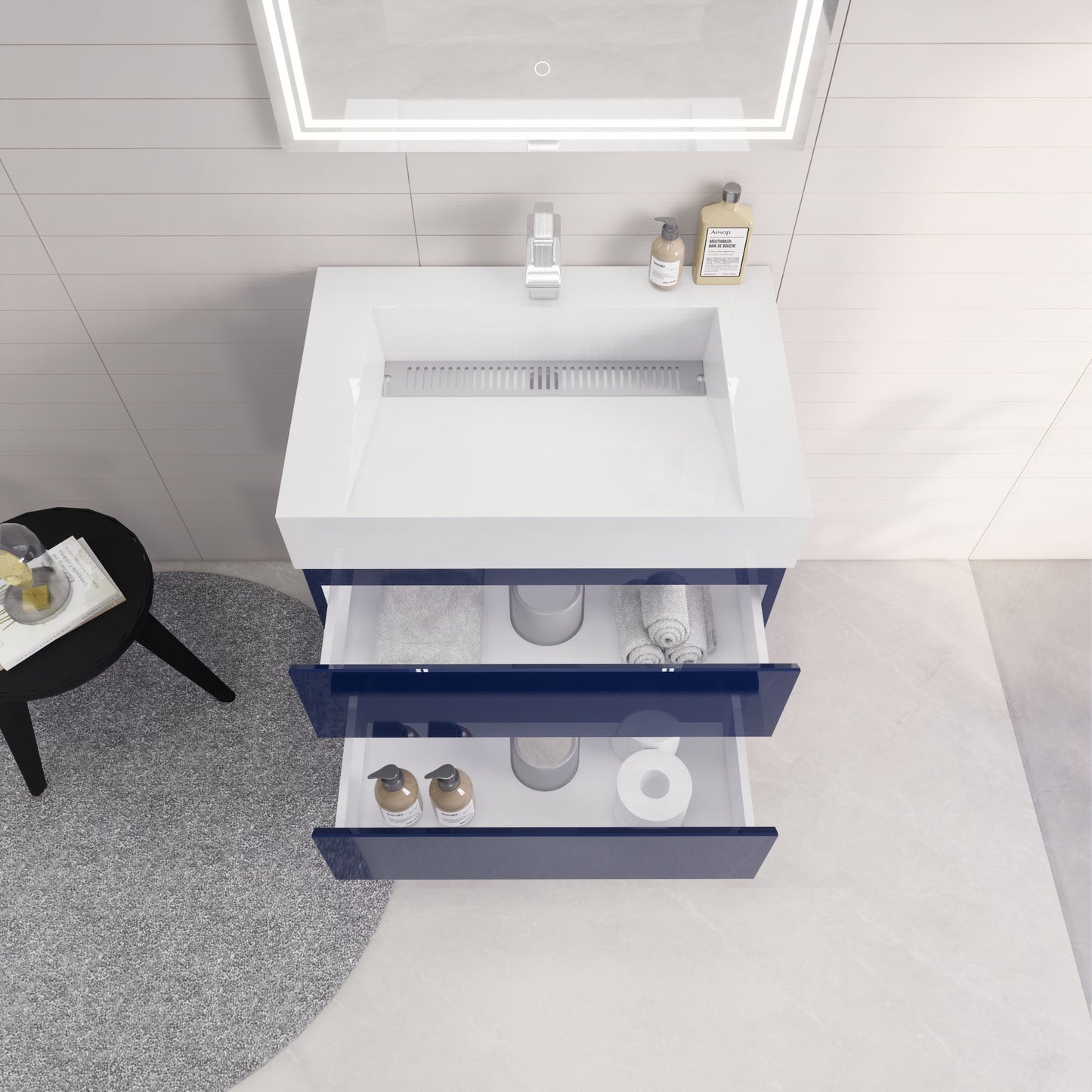 Monterey 30" Wall Mounted Bathroom Vanity with Reinforced Acrylic Integrated Sink Top