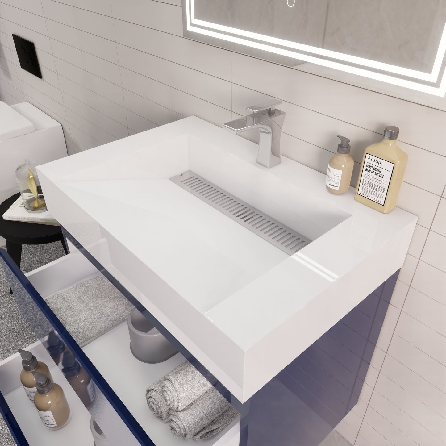 Monterey 30" Wall Mounted Bathroom Vanity with Reinforced Acrylic Integrated Sink Top