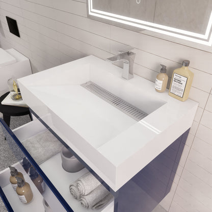 Monterey 30" Wall Mounted Bathroom Vanity with Reinforced Acrylic Integrated Sink Top