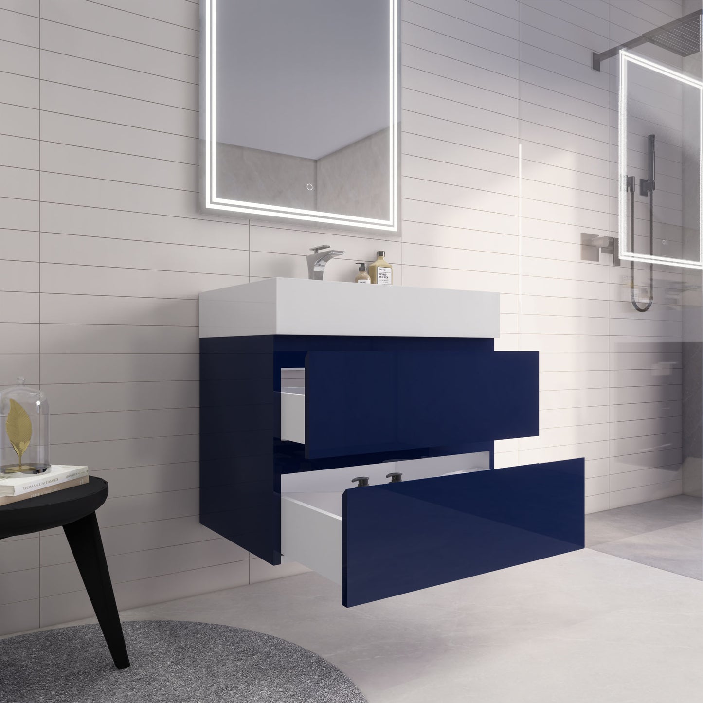 Monterey 30" Wall Mounted Bathroom Vanity with Reinforced Acrylic Integrated Sink Top