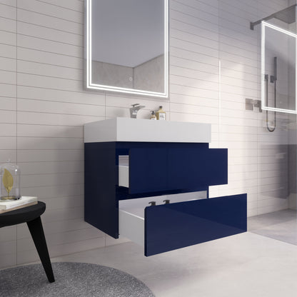 Monterey 30" Wall Mounted Bathroom Vanity with Reinforced Acrylic Integrated Sink Top