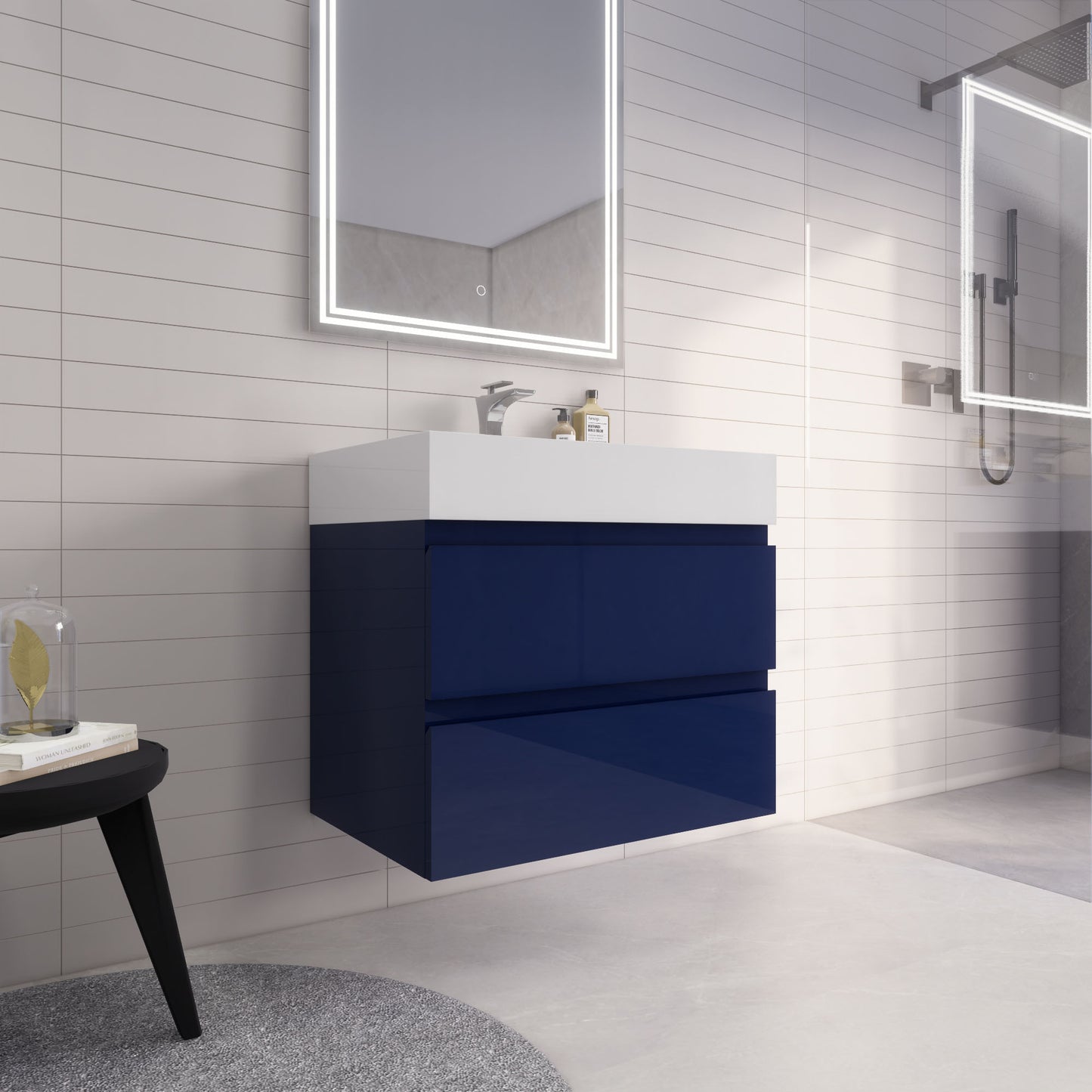 Monterey 30" Wall Mounted Bathroom Vanity with Reinforced Acrylic Integrated Sink Top