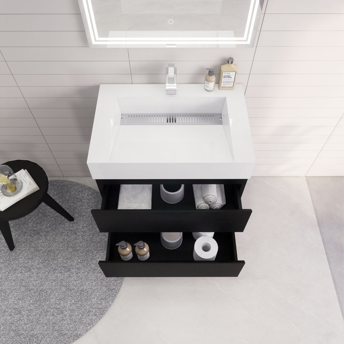 Monterey 30" Wall Mounted Bathroom Vanity with Reinforced Acrylic Integrated Sink Top