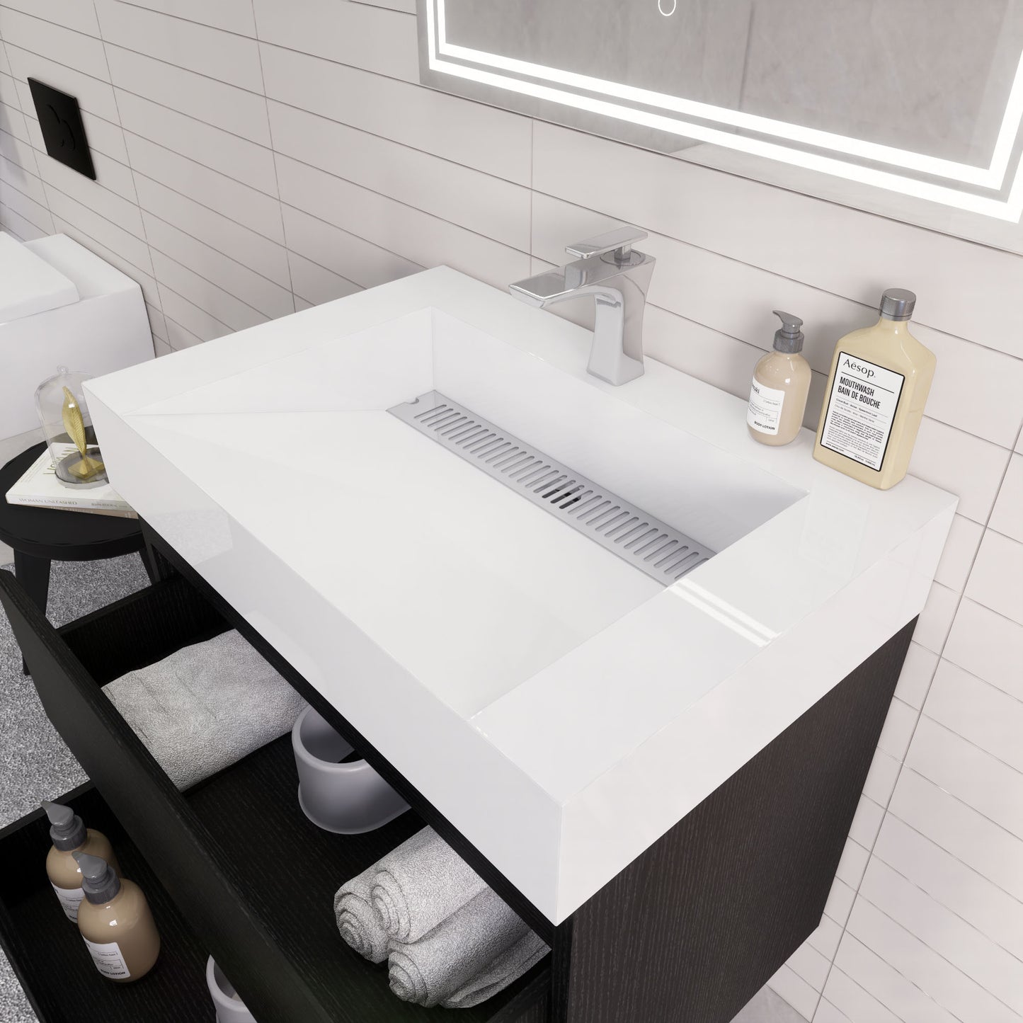 Monterey 30" Wall Mounted Bathroom Vanity with Reinforced Acrylic Integrated Sink Top