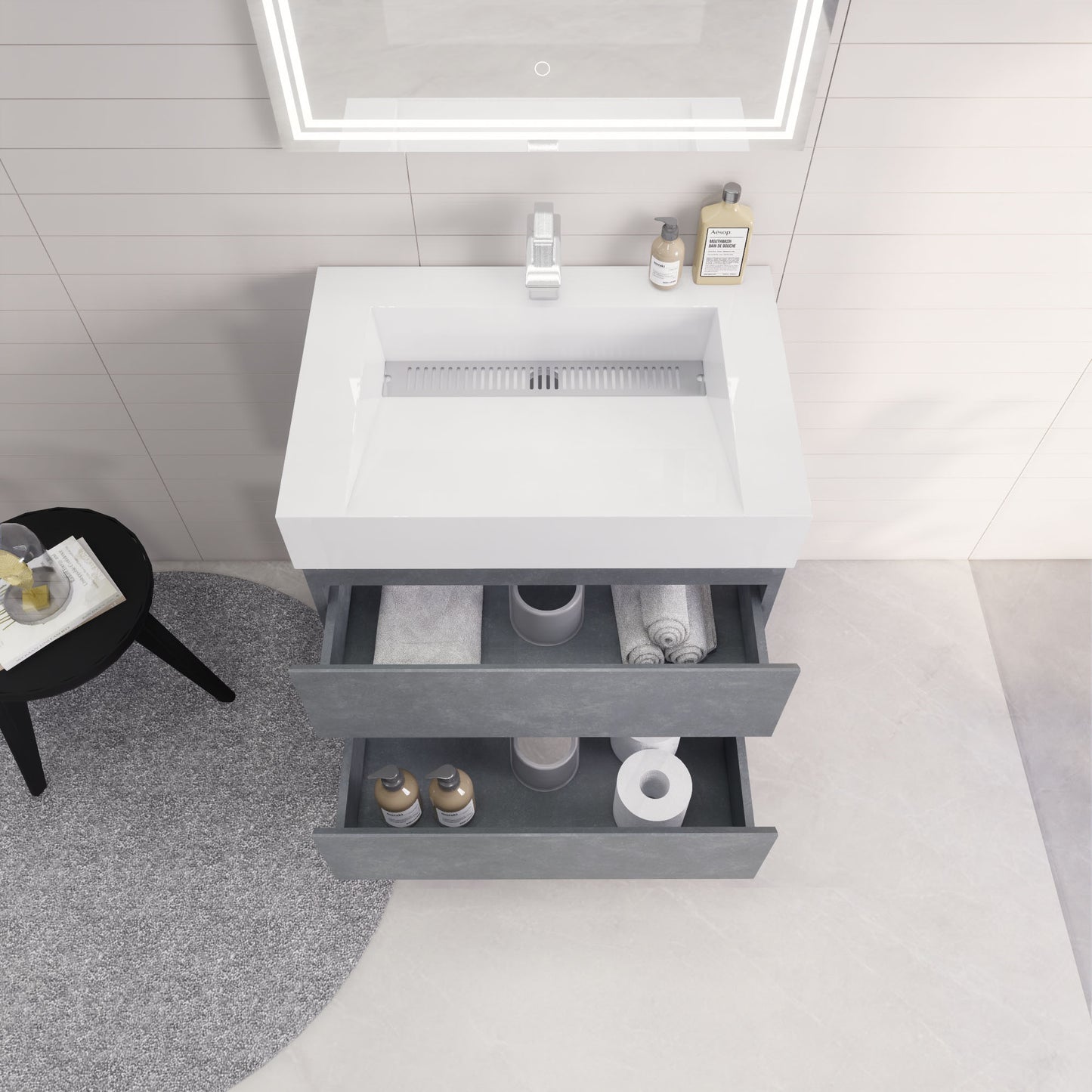 Monterey 30" Wall Mounted Bathroom Vanity with Reinforced Acrylic Integrated Sink Top